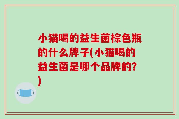 小猫喝的益生菌棕色瓶的什么牌子(小猫喝的益生菌是哪个品牌的？)