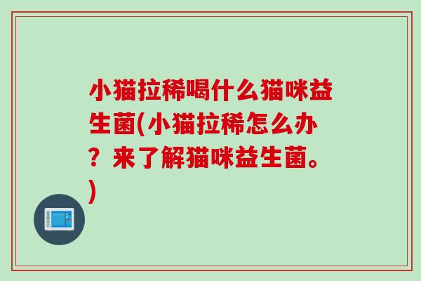 小猫拉稀喝什么猫咪益生菌(小猫拉稀怎么办？来了解猫咪益生菌。)