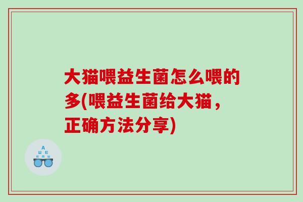 大猫喂益生菌怎么喂的多(喂益生菌给大猫，正确方法分享)