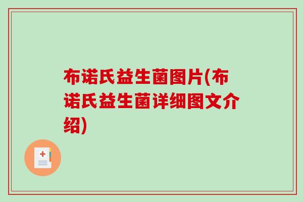 布诺氏益生菌图片(布诺氏益生菌详细图文介绍)