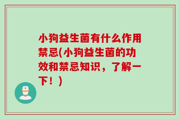 小狗益生菌有什么作用禁忌(小狗益生菌的功效和禁忌知识，了解一下！)
