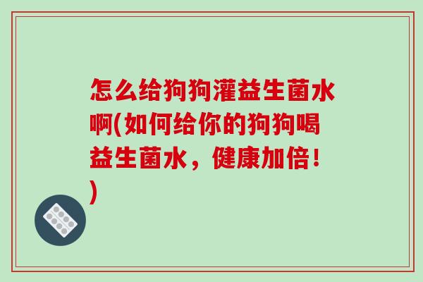 怎么给狗狗灌益生菌水啊(如何给你的狗狗喝益生菌水，健康加倍！)