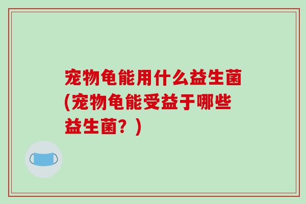宠物龟能用什么益生菌(宠物龟能受益于哪些益生菌？)