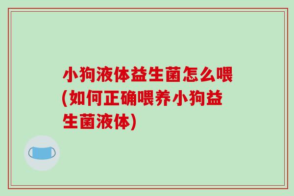 小狗液体益生菌怎么喂(如何正确喂养小狗益生菌液体)
