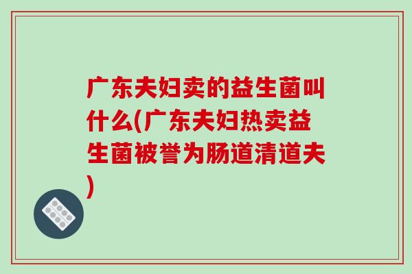 广东夫妇卖的益生菌叫什么(广东夫妇热卖益生菌被誉为肠道清道夫)