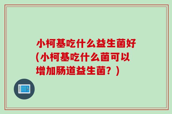 小柯基吃什么益生菌好(小柯基吃什么菌可以增加肠道益生菌？)