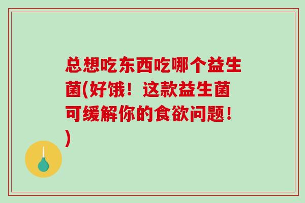 总想吃东西吃哪个益生菌(好饿！这款益生菌可缓解你的食欲问题！)
