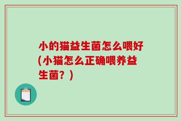 小的猫益生菌怎么喂好(小猫怎么正确喂养益生菌？)