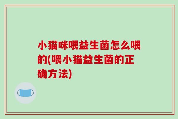 小猫咪喂益生菌怎么喂的(喂小猫益生菌的正确方法) 小猫咪喂益生菌怎么喂的(喂小猫益生菌的正确方法)
