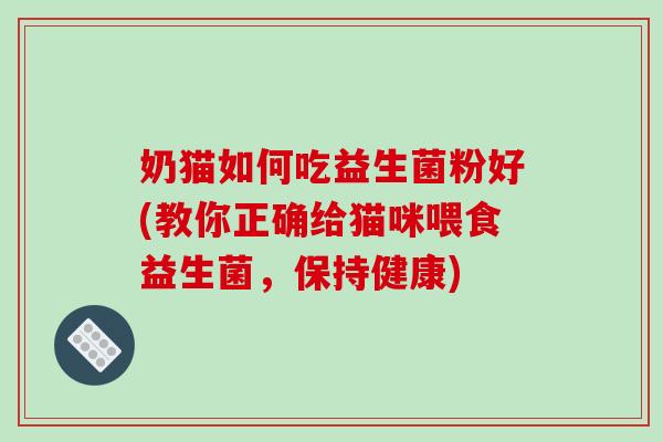 奶猫如何吃益生菌粉好(教你正确给猫咪喂食益生菌,保持健康) 奶猫如何吃益生菌粉好(教你正确给猫咪喂食益生菌,保持健康)