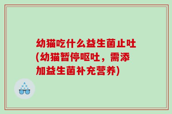 幼猫吃什么益生菌止吐(幼猫暂停呕吐，需添加益生菌补充营养)