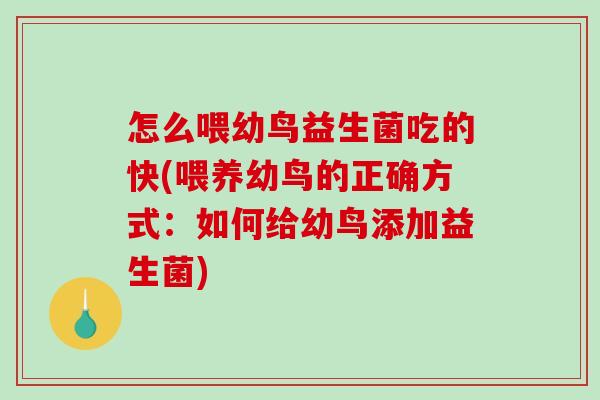 怎么喂幼鸟益生菌吃的快(喂养幼鸟的正确方式：如何给幼鸟添加益生菌)