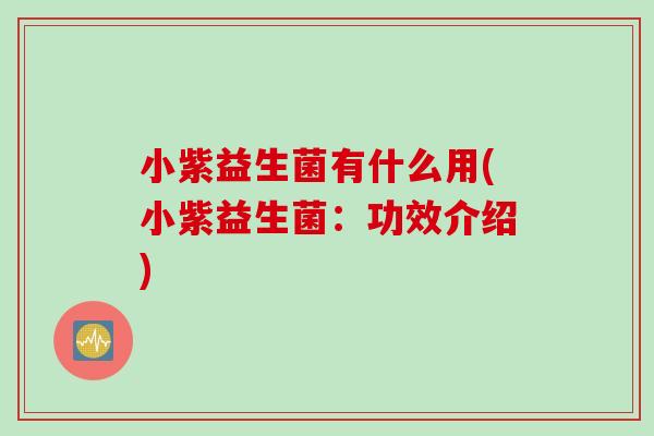 小紫益生菌有什么用(小紫益生菌:功效介绍) 小紫益生菌有什么用(小紫益生菌:功效介绍)