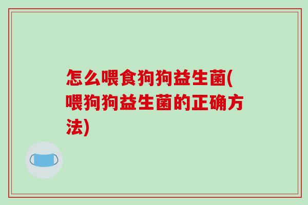 怎么喂食狗狗益生菌(喂狗狗益生菌的正确方法)