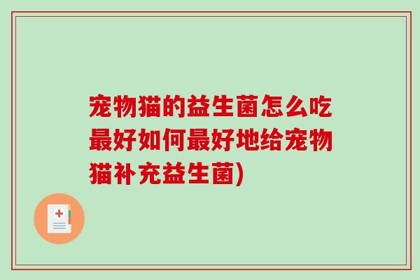 宠物猫的益生菌怎么吃最好如何最好地给宠物猫补充益生菌)