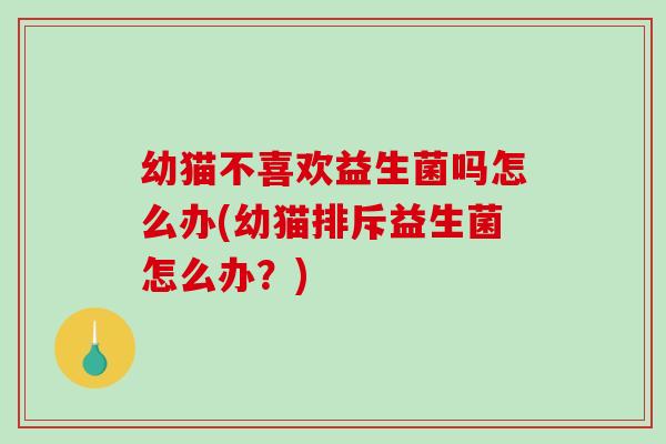 幼猫不喜欢益生菌吗怎么办(幼猫排斥益生菌怎么办？)