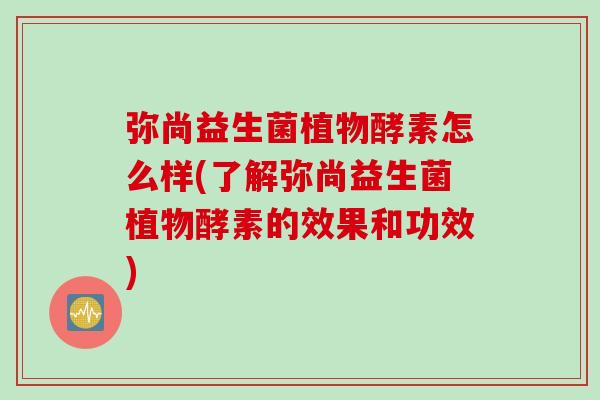 弥尚益生菌植物酵素怎么样(了解弥尚益生菌植物酵素的效果和功效)