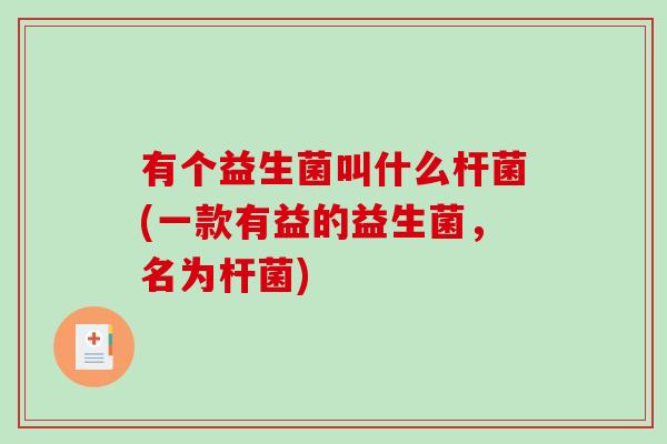 有个益生菌叫什么杆菌(一款有益的益生菌，名为杆菌)