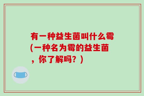 有一种益生菌叫什么霉(一种名为霉的益生菌，你了解吗？)