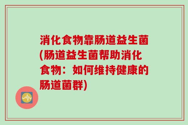 消化食物靠肠道益生菌(肠道益生菌帮助消化食物：如何维持健康的肠道菌群)