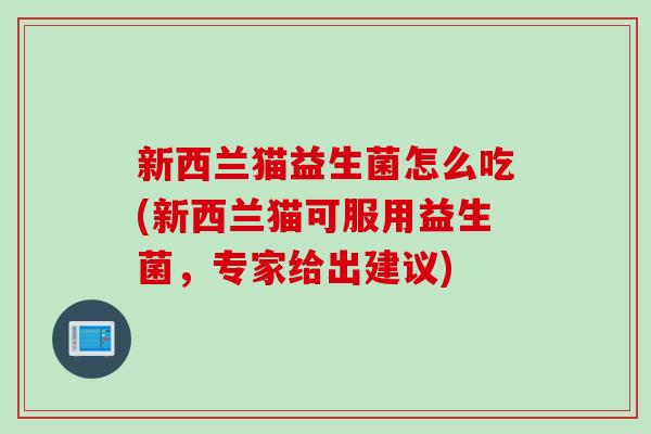 新西兰猫益生菌怎么吃(新西兰猫可服用益生菌，专家给出建议)