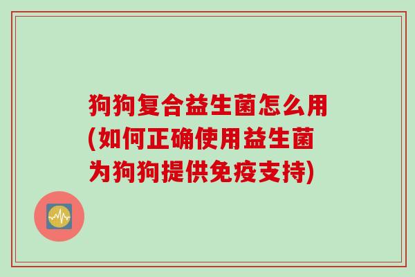 狗狗复合益生菌怎么用(如何正确使用益生菌为狗狗提供免疫支持)