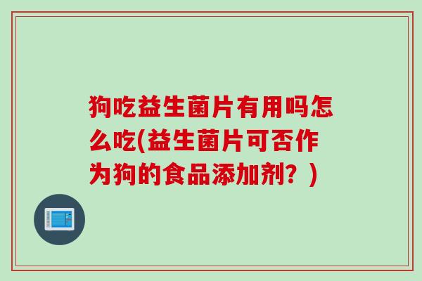 狗吃益生菌片有用吗怎么吃(益生菌片可否作为狗的食品添加剂？)