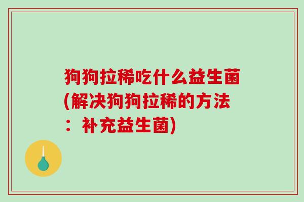 狗狗拉稀吃什么益生菌(解决狗狗拉稀的方法：补充益生菌)