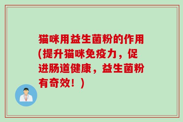 猫咪用益生菌粉的作用(提升猫咪免疫力，促进肠道健康，益生菌粉有奇效！)