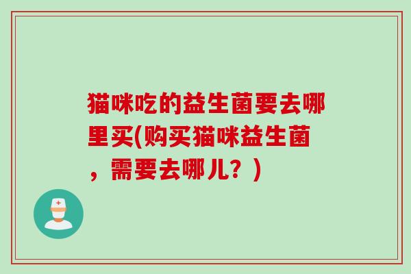 猫咪吃的益生菌要去哪里买(购买猫咪益生菌，需要去哪儿？)