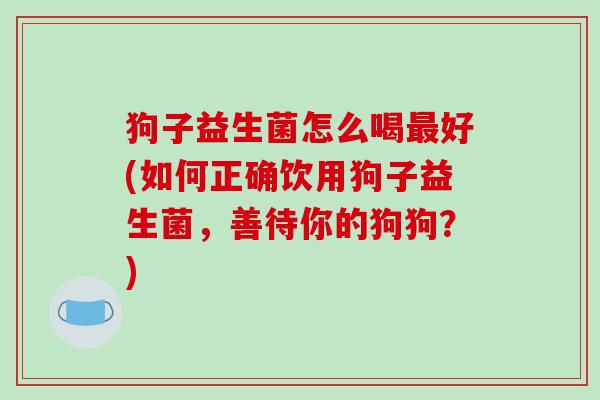 狗子益生菌怎么喝好(如何正确饮用狗子益生菌，善待你的狗狗？)