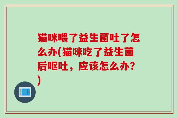 猫咪喂了益生菌吐了怎么办(猫咪吃了益生菌后呕吐，应该怎么办？)