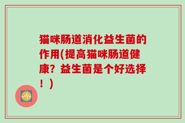 猫咪肠道消化益生菌的作用(提高猫咪肠道健康？益生菌是个好选择！)