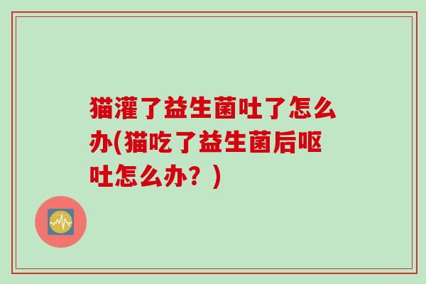 猫灌了益生菌吐了怎么办(猫吃了益生菌后呕吐怎么办？)
