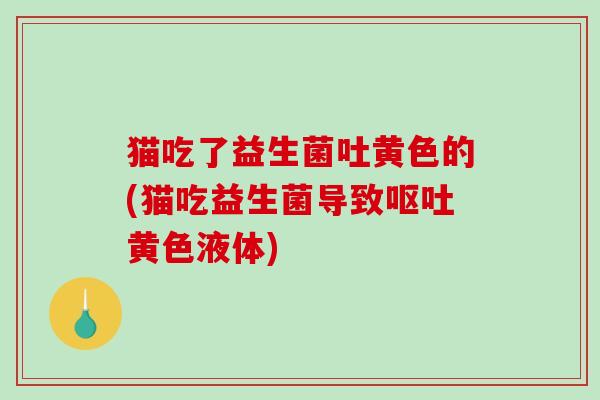 猫吃了益生菌吐黄色的(猫吃益生菌导致呕吐黄色液体)