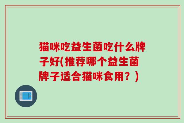猫咪吃益生菌吃什么牌子好(推荐哪个益生菌牌子适合猫咪食用？)