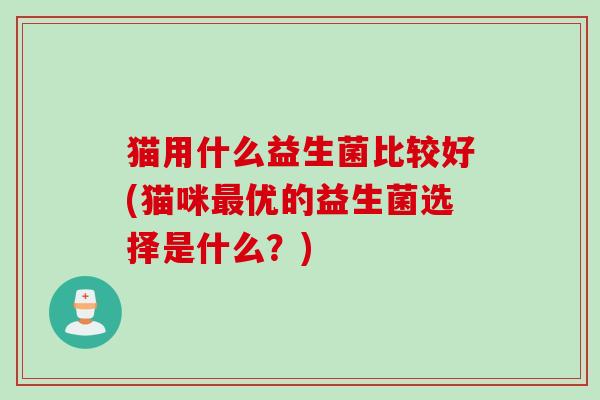 猫用什么益生菌比较好(猫咪最优的益生菌选择是什么？)