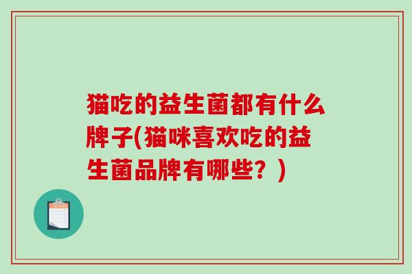 猫吃的益生菌都有什么牌子(猫咪喜欢吃的益生菌品牌有哪些？)