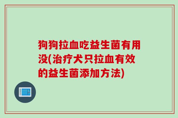 狗狗拉血吃益生菌有用没(治疗犬只拉血有效的益生菌添加方法)