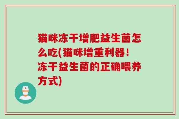 猫咪冻干增肥益生菌怎么吃(猫咪增重利器！冻干益生菌的正确喂养方式)