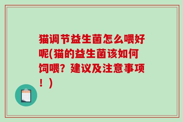 猫调节益生菌怎么喂好呢(猫的益生菌该如何饲喂？建议及注意事项！)