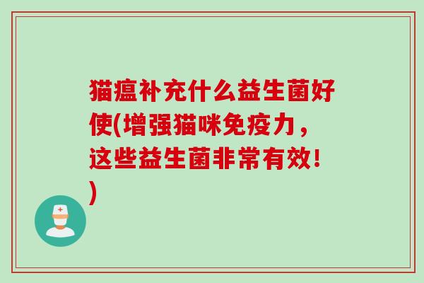 猫瘟补充什么益生菌好使(增强猫咪免疫力，这些益生菌非常有效！)