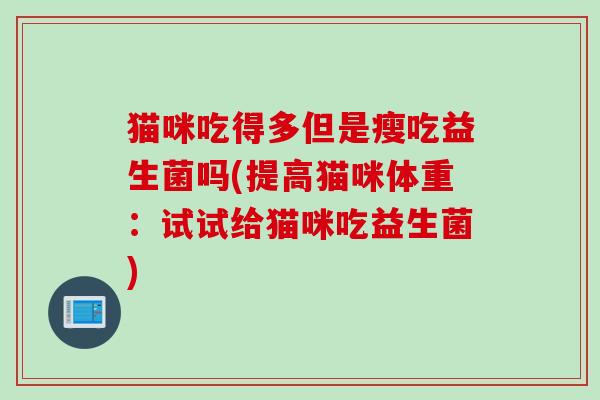 猫咪吃得多但是瘦吃益生菌吗(提高猫咪体重：试试给猫咪吃益生菌)