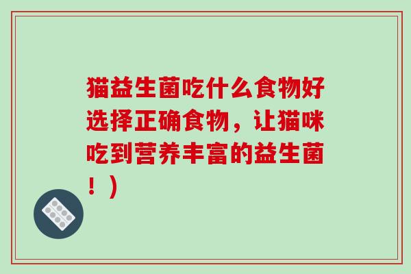 猫益生菌吃什么食物好选择正确食物，让猫咪吃到营养丰富的益生菌！)