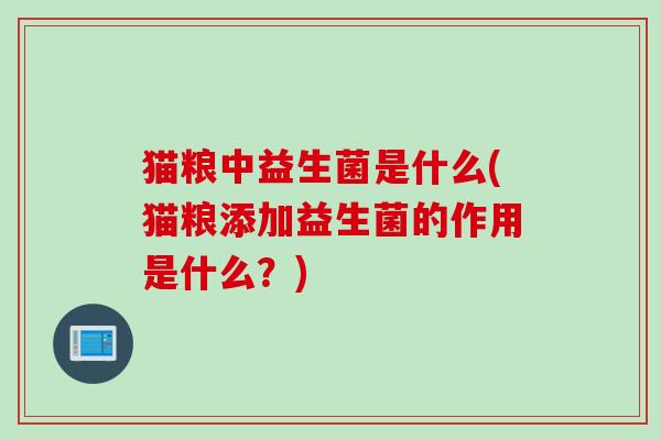 猫粮中益生菌是什么(猫粮添加益生菌的作用是什么？)