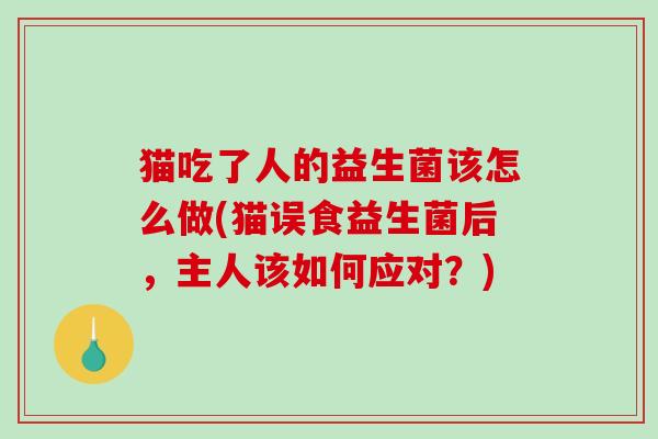 猫吃了人的益生菌该怎么做(猫误食益生菌后，主人该如何应对？)