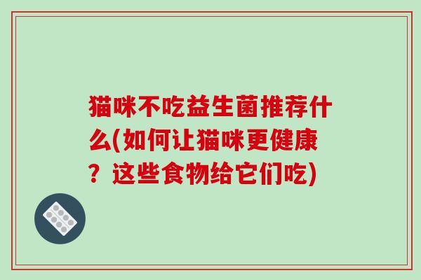 猫咪不吃益生菌推荐什么(如何让猫咪更健康？这些食物给它们吃)