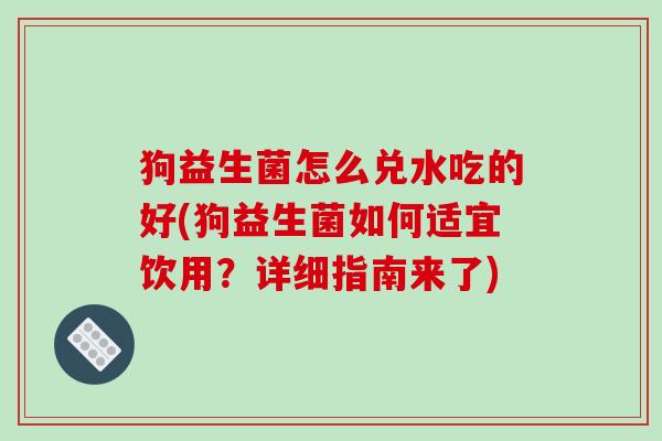 狗益生菌怎么兑水吃的好(狗益生菌如何适宜饮用？详细指南来了)
