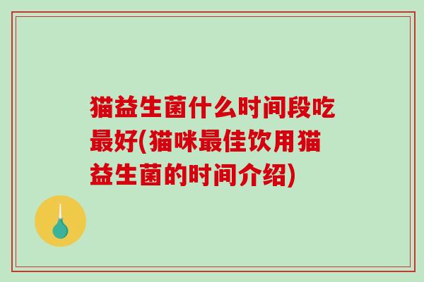 猫益生菌什么时间段吃最好(猫咪最佳饮用猫益生菌的时间介绍)
