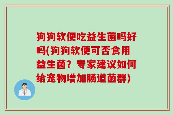 狗狗软便吃益生菌吗好吗(狗狗软便可否食用益生菌？专家建议如何给宠物增加肠道菌群)